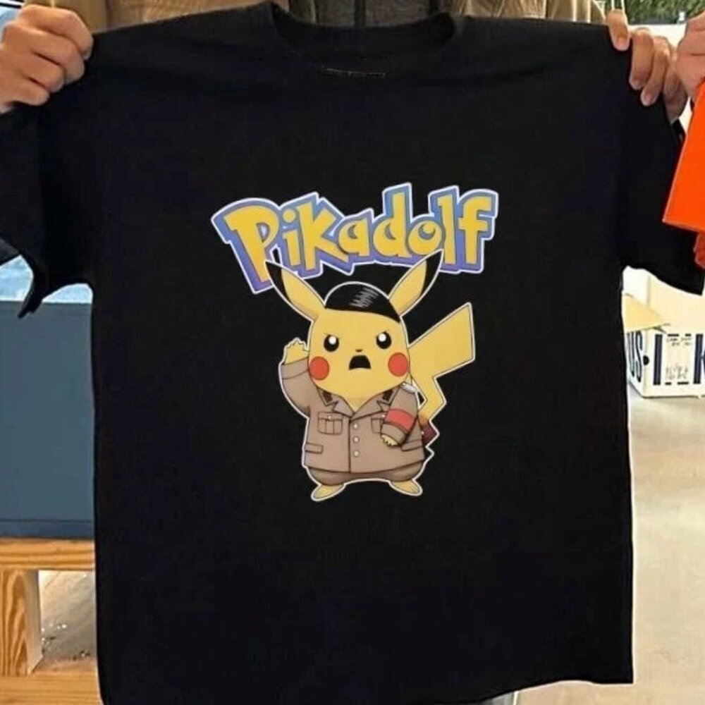 Pikadolf Funny Unisex Graphic Meme Tee Humor Parody Retro Style Casual T-Shirt